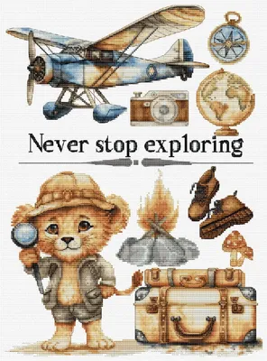 Zdjęcie produktu dla Zestaw do haftu krzyżykowego Luca-S "Never stop discovering", wzór do liczenia, 25x35cm