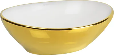 Produktbild von Kerra KR-707 weiß-goldener Keramik-Design-Waschtisch