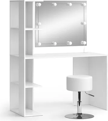 Zdjęcie produktu dla Toaletka Vicco Tower Biały 122.2 cm z oświetleniem i stołkiem, Model 49442