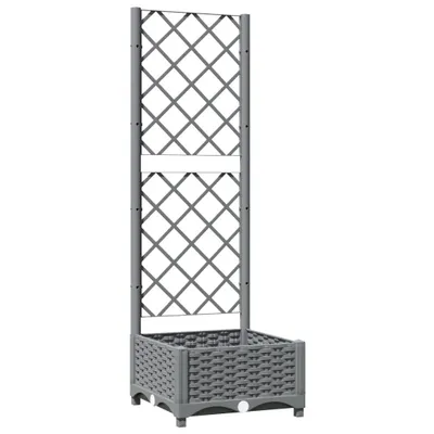 Produktbild von vidaXL Pflanzkübel mit Rankgitter Hellgrau 40x40x121,5 cm PP