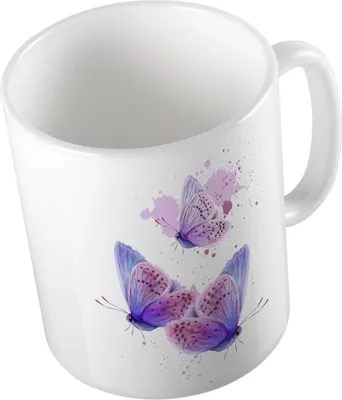 Produktbild von Huuraa Kaffeetasse Schmetterlinge Geschenk Tasse Weiß 330ml Schmetterlinge Präsent