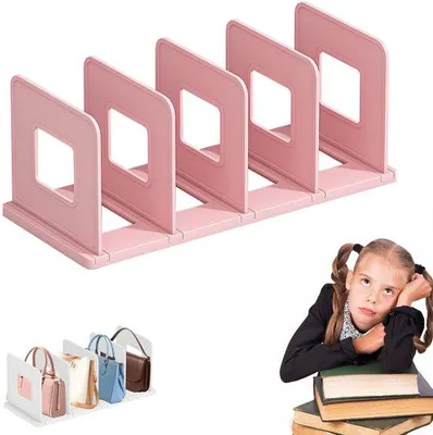 Produktbild von Handtaschenregal Rosa Handtaschenregal - 5 Fächer - Verstellbarer Schrankorganizer für Handtaschen - Regaleinteiler und Taschenhalter - Platzsparend - Rosa