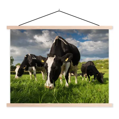 Produktbild von MuchoWow® Textilposter Kühe - Tiere - Gras - Wiese - Bauernhof 60x45 cm mit holzfarbenen Rahmen - Bild