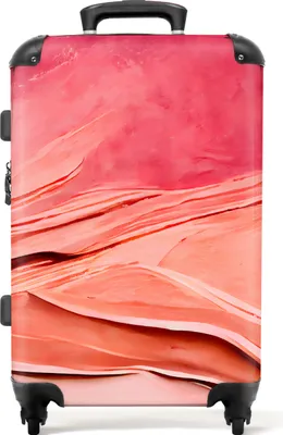 Obrázok produktu pre NoBoringSuitcases.com® Veľký kufor - Abstraktný - Ružový - Pastelový - Tvary - Kombinovaný zámok TSA - Pevná škrupina vozíka na 4 kolieskach - 72 litrov - Cestovný kufor - 66 cmKufr Medium 67x43x25 cm, 72L,