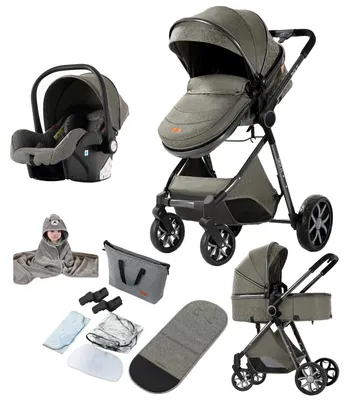 Produktbild von Babywagen, 3-in-1 Design, Komfortabel und Sicher, Tiefgrau (7 Geschenke)