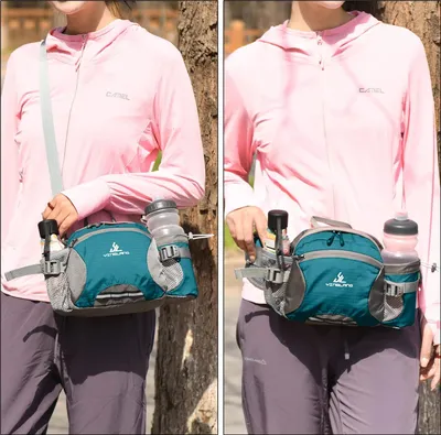Produktbild von Famanu Hüfttasche mit Wasserflaschenhalter - große Kapazität - Blau
