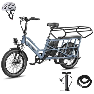 Produktbild von E-Bike für zwei Kinder mit Doppelakku & Kindersitz – Longtail-Pedelec mit 25 km/h und 170 km Reichweite - Blau