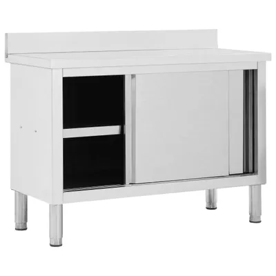 Immagine prodotto di Banco da Lavoro con Ante Scorrevoli 120x50x(95-97)cm in Acciaio