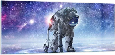 Produktbild von Bilder auf glas - Kosmonaut Weltraum - 100x40cm - Glasbilder - Wandbilder - Kunstdruck - zum Aufhängen bereit - Wanddekoration aus Glas - Glas Bilder - Wandbild auf Glas - Einteilig - GAB100x40-3985