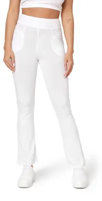 Image de Pantalon de yoga Bellivalini pour femme, pantalon d'entraînement, pantalon de jogging à deux poches BLV50-282 (blanc, taille S)