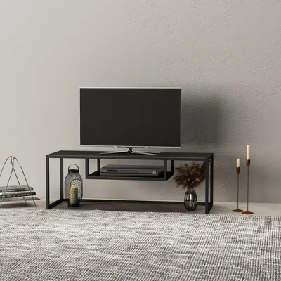 Zdjęcie produktu dla Stolik TV 'Isokyrö' metalowy 120 x 40 x 40 cm czarny
