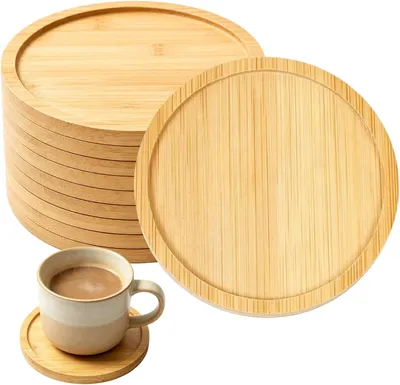 Obrázek produktu pro 10 kusů bambusových podtáceků na svíčky, průměr 9,5 cm, kulaté