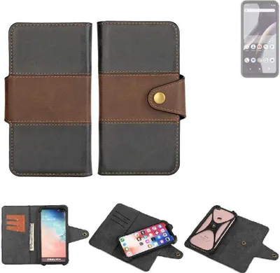Produktbild von K-S-Trade Handyhülle Schutzhülle Hülle Bookstyle Wallet-Case kompatibel mit BLU G33 Bumper Rundumschutz schwarz-braun 1x
