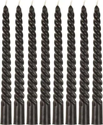 Produktbild von Schwarze Spiralkerzen im 8er-Set, 20 cm, gedrehte Stab- und Tafelkerzen für die Tischdekoration