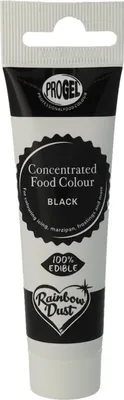 Produktbild von Rainbow Dust ProGel Lebensmittelfarbe Schwarz 25 g, Gel, Schwarz, Künstliche Lebensmittelfarbstoffe, Marzipan, Kuchenteig, Zuckerpaste, 25 g, Tube