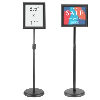 Zdjęcie produktu dla VEVOR Stojak informacyjny z podstawą 279 x 216 mm Stojak informacyjny Regulowana wysokość 820-1250 mm Stojak na plakat, solidny uchwyt na znak Stojak wypełniony piaskiem lub wodą, do ekspozycji, reklamy