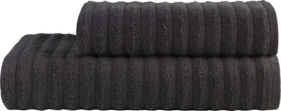 Produktbild von 2 tlg Saunatuch Set - Schwarz - Saunatuch 80x200 + Handtuch 50x100 - 500g/m²  - 100% Baumwolle