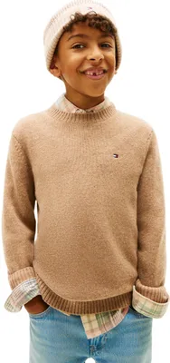 Productafbeelding van Tommy Hilfiger jongenspullover van lamswol, beige (Safari Canvas Heath)