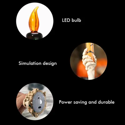 Imagen del producto de Lámpara LED con forma de mano de esqueleto, ideal para decoración de fiestas, bares y hogares, con efecto de llama de vela