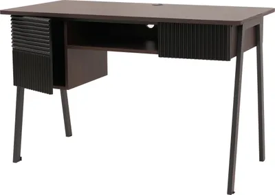 Obrázek produktu pro Psací stůl HWC-O40, kancelářský počítačový stůl, MDF kov melamin 78x120x60cm  ořechový vzhled
