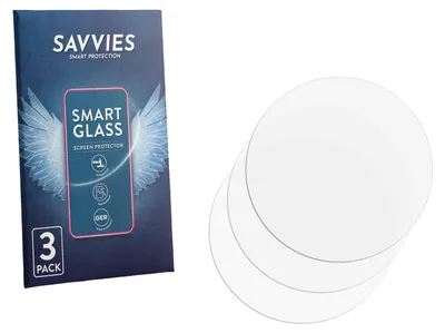 Produktbild von 3x Savvies Schutzglas Folie für Kreisrunde Displays (ø: 32 mm) 9H Panzer Schutzfolie Glas Displayschutz klar transparent