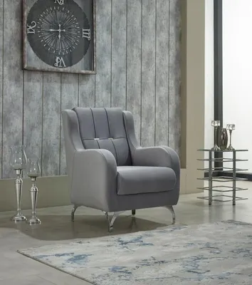 Produktbild von Polstersessel Einsitzer Sessel Stoff Wohnzimmer Sitzer Moderne Grau