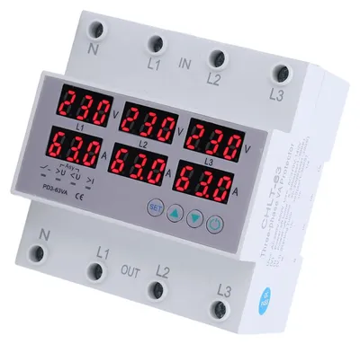 Productafbeelding van DIN Rail Voltmeter Ampèremeter 3 Fase met Digitaal Scherm