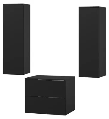 Productafbeelding van Badkamerset, 3-delig: Onderkast + 2 hoge kasten, kleur zwart (2S 60 + 1D 100 X2)