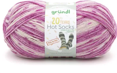 Produktbild von Gründl Sockenwolle Hot Socks 150 g 6-fach orchidee-himbeer-malve-weiß