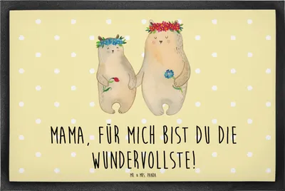 Produktbild von Mr. & Mrs. Panda Sauberlaufmatte Bären mit Blumenkranz 40 x 60 cm - Gelb Pastell - Geschenk, Muttertag, Schmutzmatte, Mama, Fussmatte, Schmutzfangmatte, Türmatte, Bär