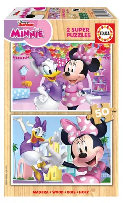 Image de Puzzle en bois Minnie Mouse - 2 x 50 pièces.
