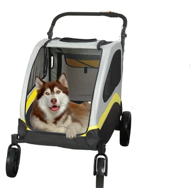 Produktbild von Tierbuggy – Haustierwagen – Hundeanhänger – Tierwagen – 2-in-1-Buggy – Mit Metallrahmen