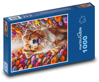 Obrázek produktu pro Puzzle 1000 Pes v Květech - martinpuzzle