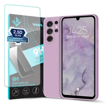 Produktbild von Hülle für Samsung Galaxy S24 Ultra mit 9H Displayglas Displayschutz Case Cover Bumper Smartphone Softgrip Schutzhülle Farbe: Lila