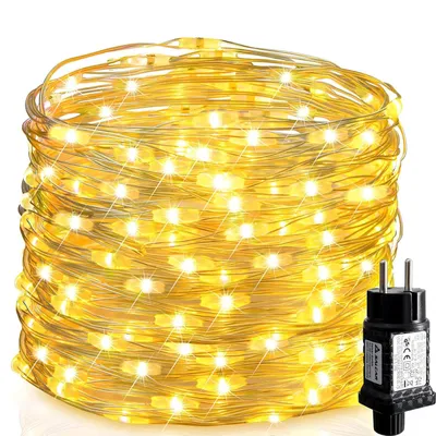 Produktbild von Salcar 100m 1000 LED Lichterkette Kupfer Innenbeleuchtung mit 8 Modi für Weihnachten Party Halloween Hochzeit Deko, Warmweiß