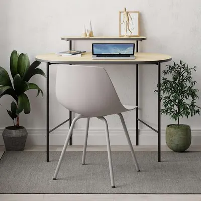 Image de DECORTIE Loub Bureau moderne en chêne avec pied pour écran 100 x 55 x 87 cm