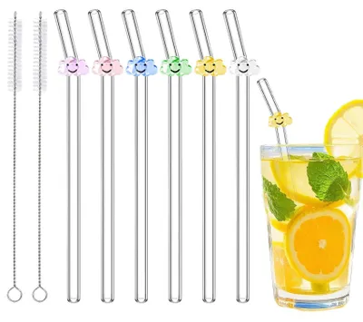 Produktbild von 6 wiederverwendbare Glasstrohhalme mit Reinigungsbürste