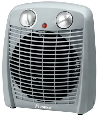 A gray Bestron fan heater is shown against a white background.