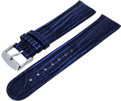 Produktbild von Uhrenarmband Kalbsleder in Teju-Prägung Dunkelblau Ton in Ton 22mm NEU