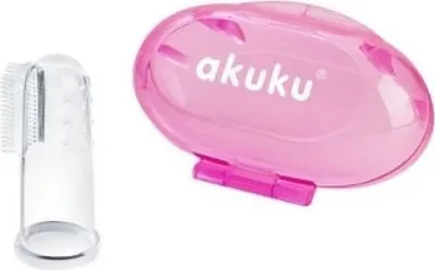 Image de Première brosse à dents avec étui Akuku rose