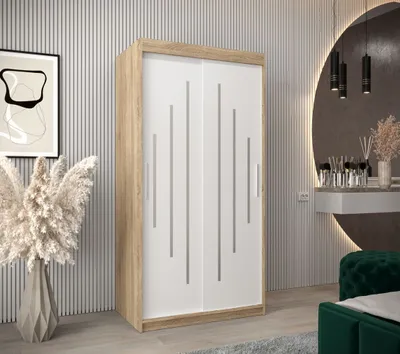Produktbild von Kleiderschrank MIA – Breite 100 cm, Sonoma-Eiche / Weiß