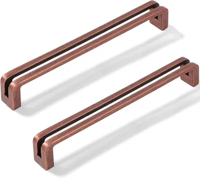 Zdjęcie produktu dla Uchwyty meblowe 160 mm, 6 szt., czerwona miedź, stop cynku, do kuchni