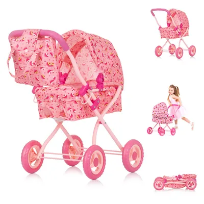 Produktbild von Chipolino Puppenwagen Emily Tasche, Sonnendach verstellbar, zusammenklappbar rosa
