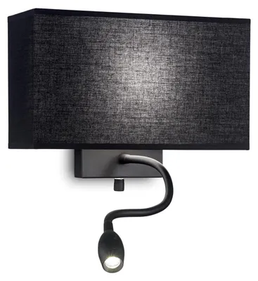 Zdjęcie produktu dla Nowoczesny metalowy kinkiet hotelowy czarny 2 światła E27+Led 1,5W