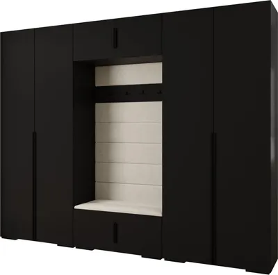 Produktbild von MEBLE KRYSPOL Inova 1 Möbelset Garderobe, 236,7x300x47cm - Schwarz, Manila 02, Schwarz