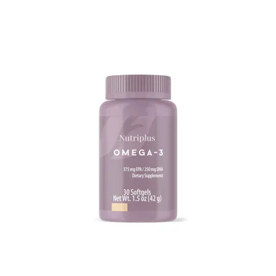 Zdjęcie produktu dla Nutriplus Olej rybi Omega-3, 30 kapsułek – Wysoka dawka omega-3 z EPA i DHA dla serca, mózgu i wzroku