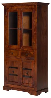 Produktbild von MASSIVMOEBEL24.DE Vitrine Akazie 90x44x180 nougat lackiert OXFORD #1011