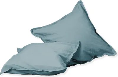 Produktbild von Hahn Linon Bettwäsche Stone Washed 100% Baumwolle Reißverschluss Bettbezug Kissenbezug Bettgarnitur Bettwäsche-Set Bettzeug 40x40 cm Salbei