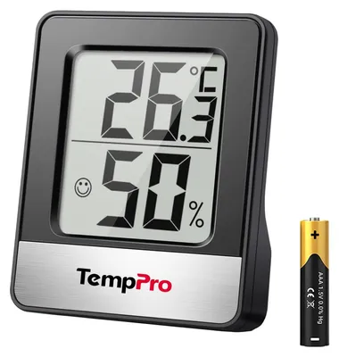 Image de Thermomètre d'intérieur numérique - Hygromètre - Affichage LCD - Mesure de -50 °C à 70 °C - Noir