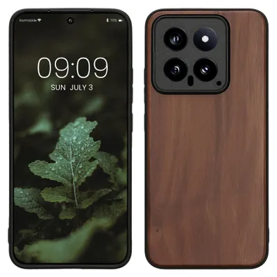 Produktbild von kwmobile Handyhülle für Xiaomi 14 5G Hülle Holz - Case mit TPU Bumper - Stoßfestes Hardcase - Schutzhülle Cover in Braun